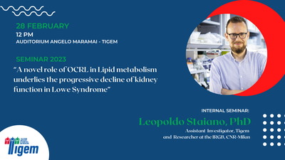 Leopoldo Staiano, PhD - "A novel role of OCRL in Lipid metabolism underlies the progressive decline of kidney function in Lowe Syndrome"