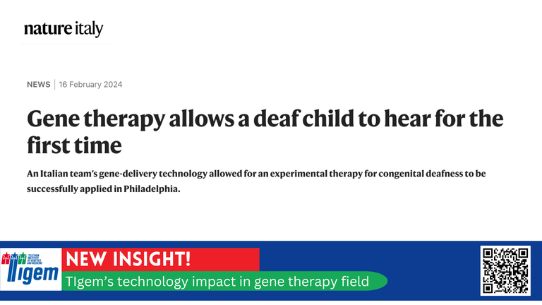 Tigem's gene-delivery technology allowed for an experimental therapy for congenital deafness to be successfully applied in Philadelphia. Tigem's gene-delivery technology allowed for an experimental therapy for congenital deafness to be successfully applied in Philadelphia.