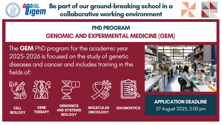 Open Call for PhD Program in Genomic and Experimental Medicine
