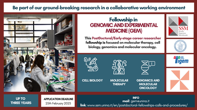 4 Postdoctoral Fellowships in Genomics and Experimental Medicine (GEM)