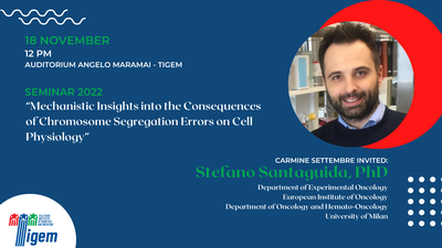 Stefano Santaguida, PhD - "Mechanistic Insights into the Consequences of Chromosome Segregation Errors on Cell Physiology"
